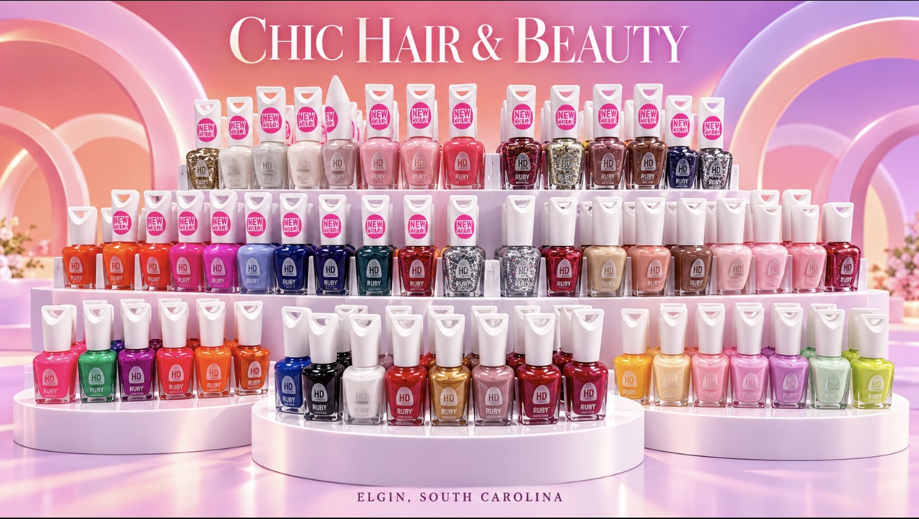 A colorful selection of nail polish at Chic Hair and Beauty