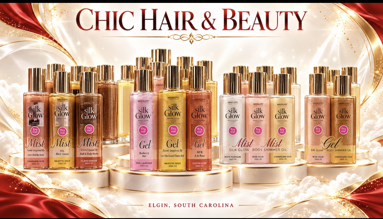 Silk Glow mists, gels and body shimmer oils at Chic Hair and Beauty