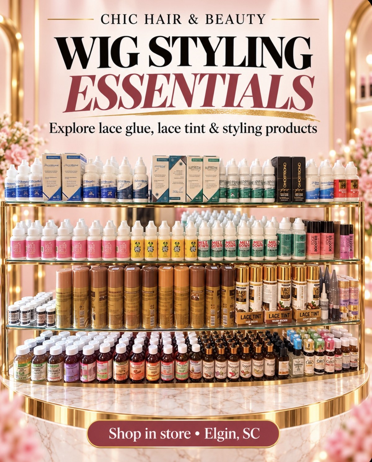 Wig styling and hair care essentials at Chic Hair and Beauty